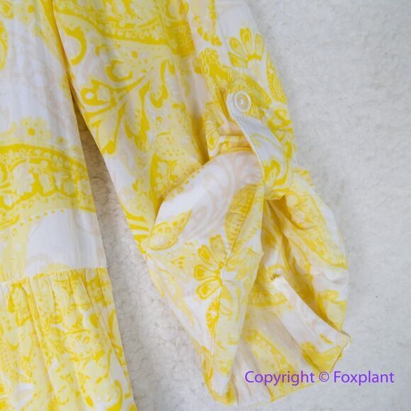 New! Chico's Tiered Paisley Maxi Dress yellow, Chico size 0, US size S/4 - Picture 6 of 16